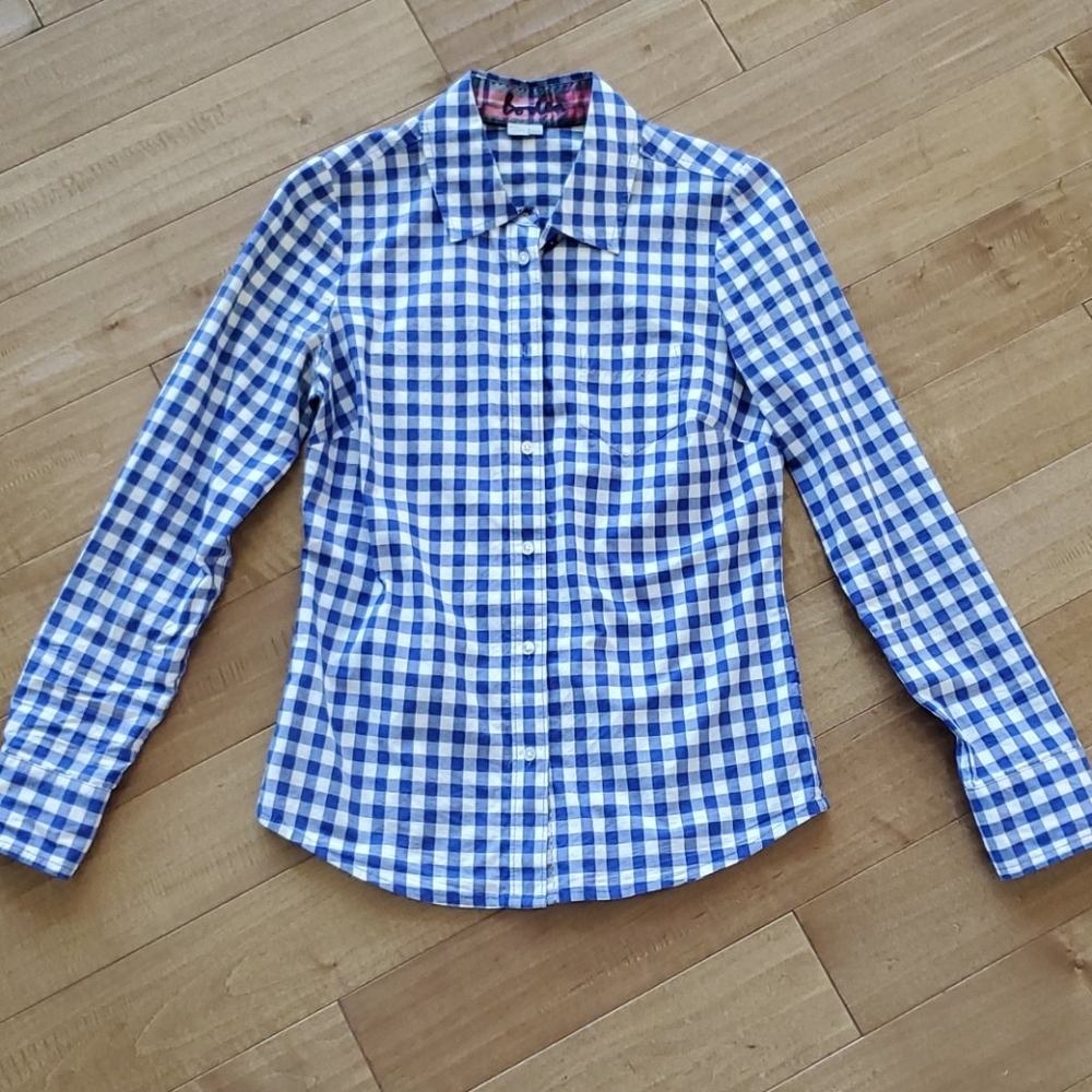 Boden Blue Gingham Button down shirt size 2